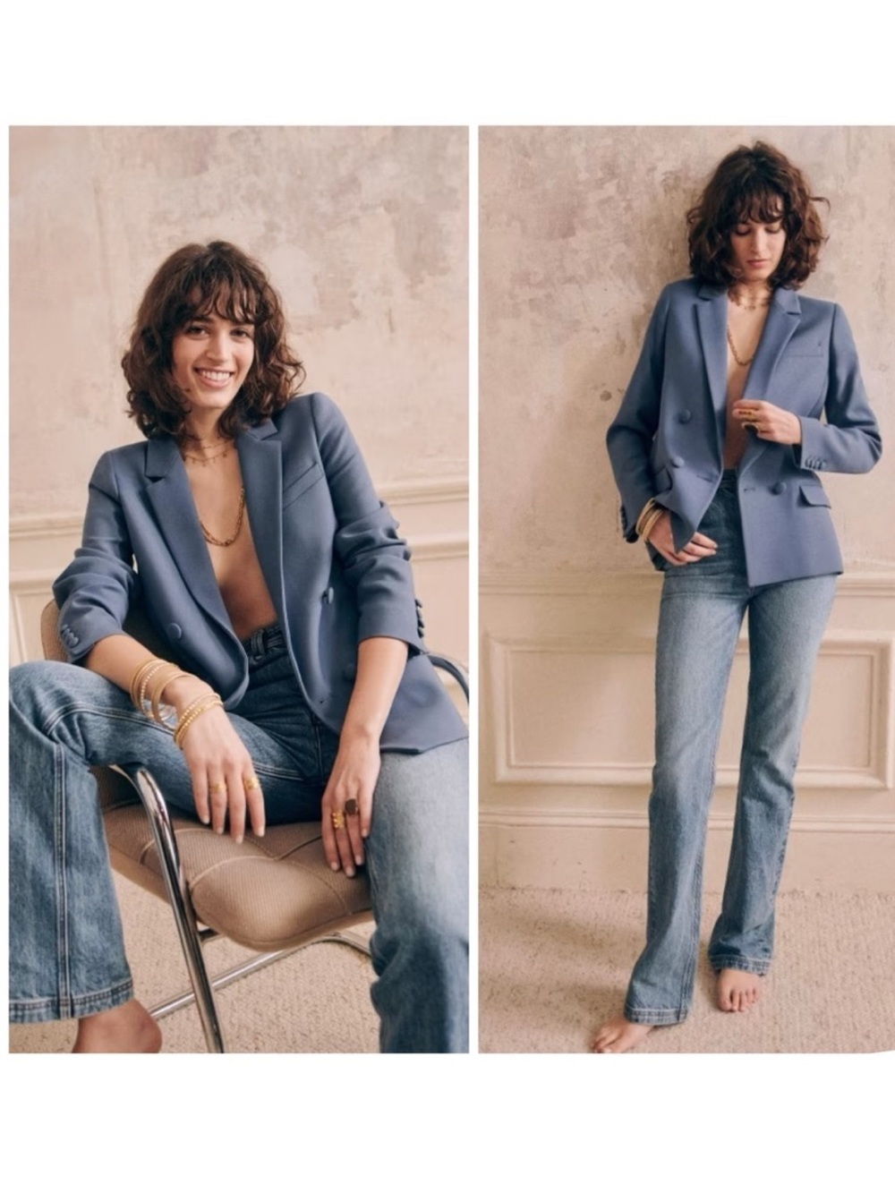 Sezane Christie Jacket Vintage Blue Size 14​​